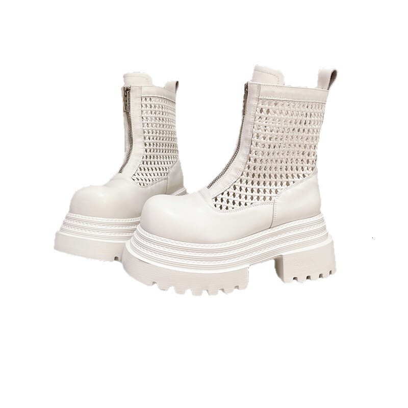 Ddmysports European Style Summer Ins Super Popular Hollow Thick Sole Platform Chunky Heel Martin Motorcycle Sandals Short Smoke Tube Boots Women S Sho