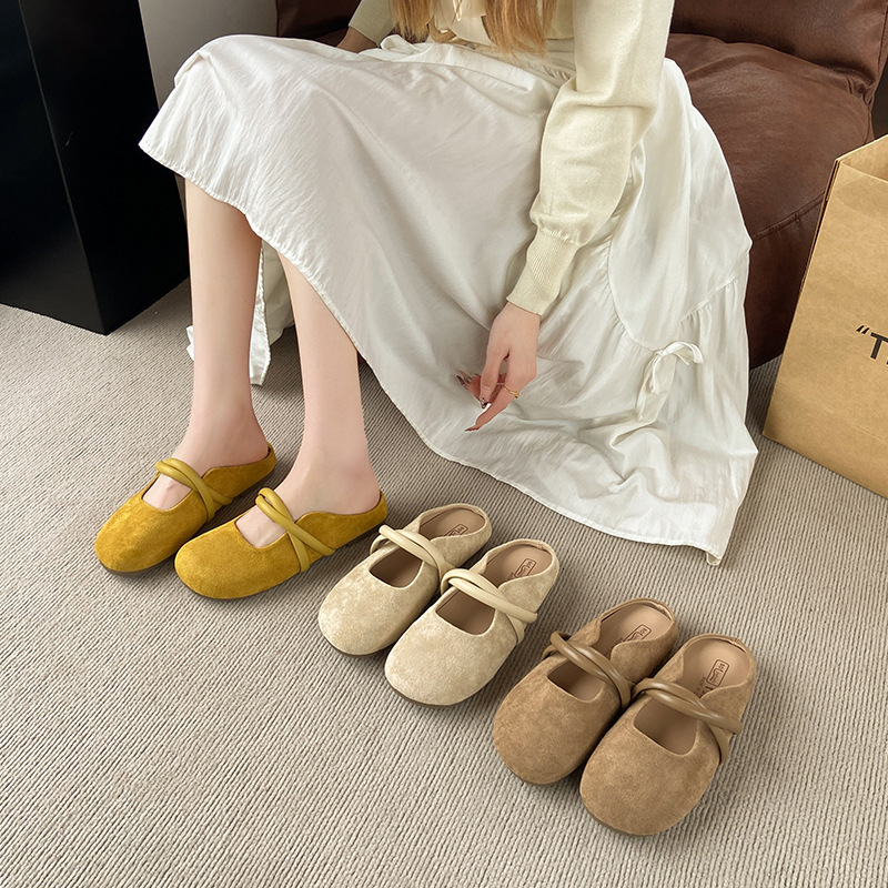 Ddmyoutdoor Soft Sole Closed Toe Women Outdoor Wear New Spring Flat Lazy Maternity Slip On Half Slippers For Summer Outdoor Shoes