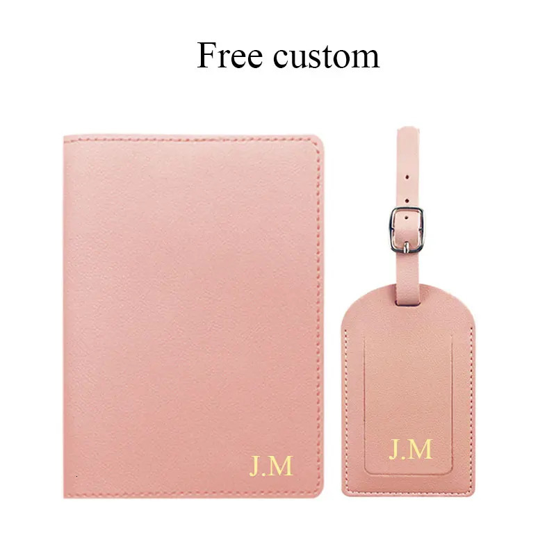 Free Custom Name Luggage Tag Set Fashion Smooth PU Leather Ticket Passport Holder Personalized Travel Purse 250614