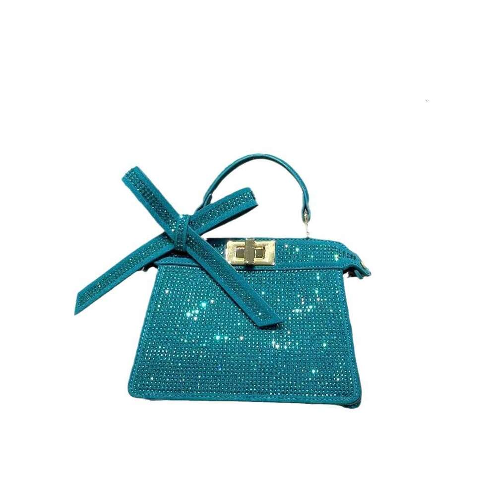 Diamond-Studded New Rhinestone Handbag Flip Cover Fashion Single Shoulder Crossbody Chain Women's Small Square Pink Bag