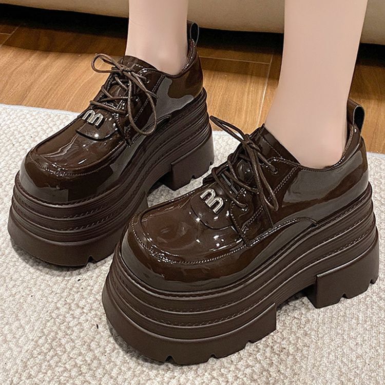 Ddmysports Platform Loafers For Women Spring New French Single Petite Versatile Height Increasing British Style Small Leather Shoes Outdoor Shoes