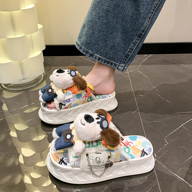 Ddmyoutdoor Cute Thick Soled For Women Outdoor Beach Sandals Spring New Canvas Half Slippers With Soft Cushioning Outdoor Shoes