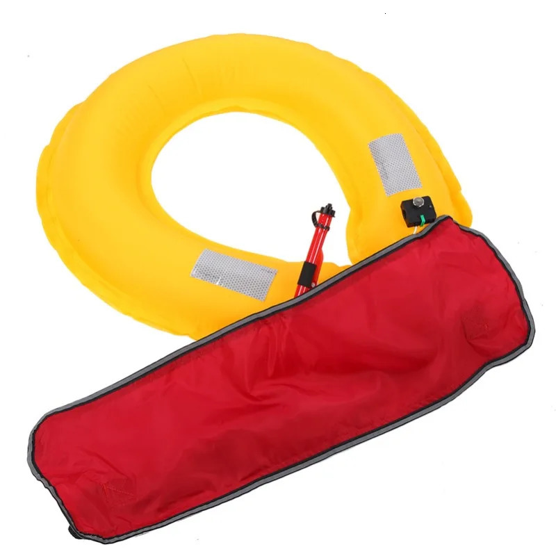 Adjustable Inflatable Life Jacket Belt With Reflective Tapes and Whistle red 250609