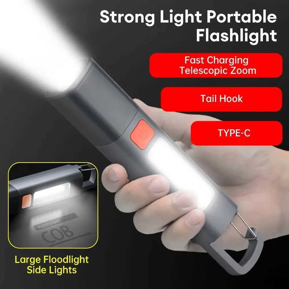 Super Bright COB Side Lights LED XPE Mini Portable Torch Zoomable Waterproof Outdoor Fishing Hunting Camping Flashlight W250613