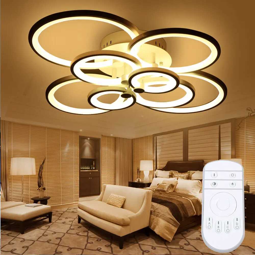 LOYALHEARTD Modern LED Ceiling Light Pendant Lamp Indoor Living Room Dimmable Fixture 8Hesds Flush Mount 3-Color XJ2500613