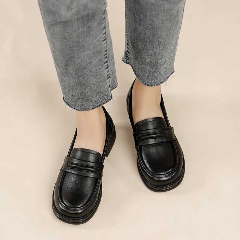 Womens Casual Loafers Slip Leather Shoes Lightweight Walking Shoes Classic Penny Loafer Flats Boat Shoes XJ250614