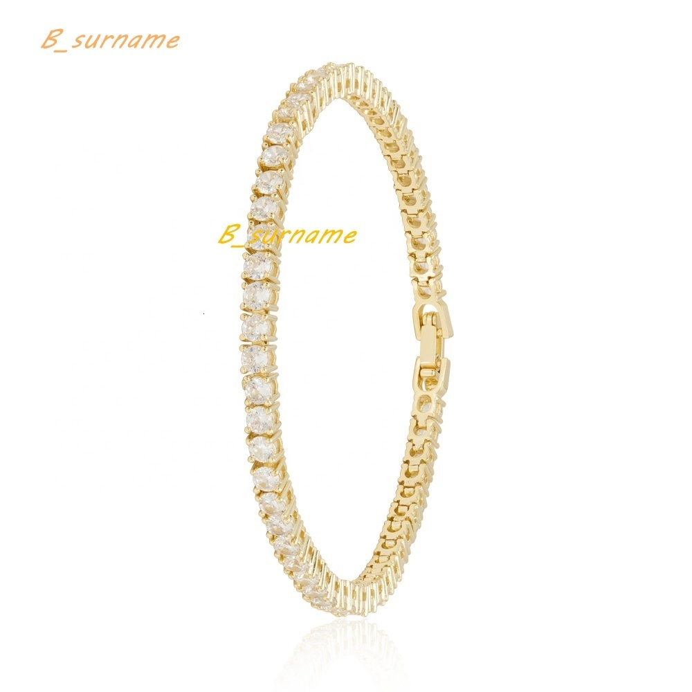 High Quality 925 Sterling Silver Inlaid Round Crystal Zircon Full Diamond Bracelet Female Classic Moissanite Tennis Bracelet