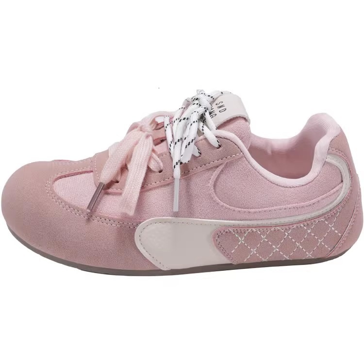 Ddmysports Cute Pink German Training For Women Spring New Two Tone Shoelaces Puff Bread Casual Agan Shoes Outdoor Shoes