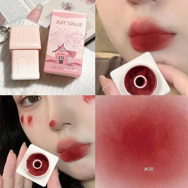 Matte Lipstick Berry Wine Soft Velvet Mud Korean Makeup Solid Gloss Non Stick Cup Lasting Moisturizing Light Lip Tint happy