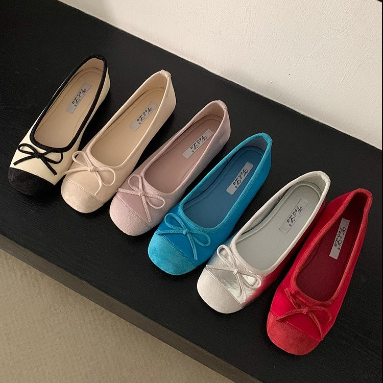 Ddmyoutdoor Ddmyoutdoor Evening Breeze French Bow Blue Small Single Flat Ballet Early Spring New Soft Sole Women S Shoes Loafers Outdoor Outdoor Shoes