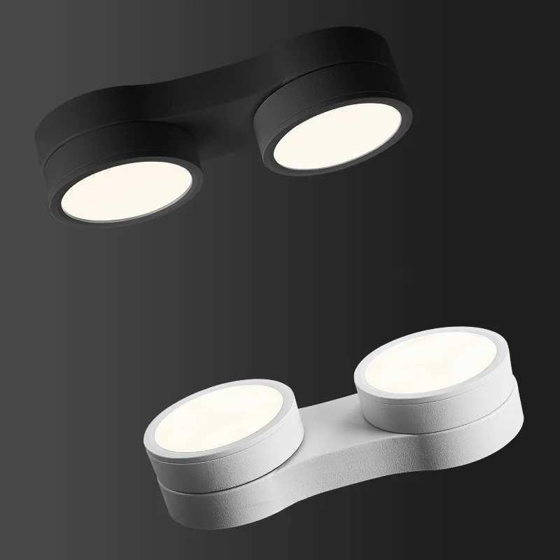 Ultra-thin LED Ceiling Perforation-Free Adjustable Angle No Main Light Living Room Ceiling Double Head Spotlights XJ2500613