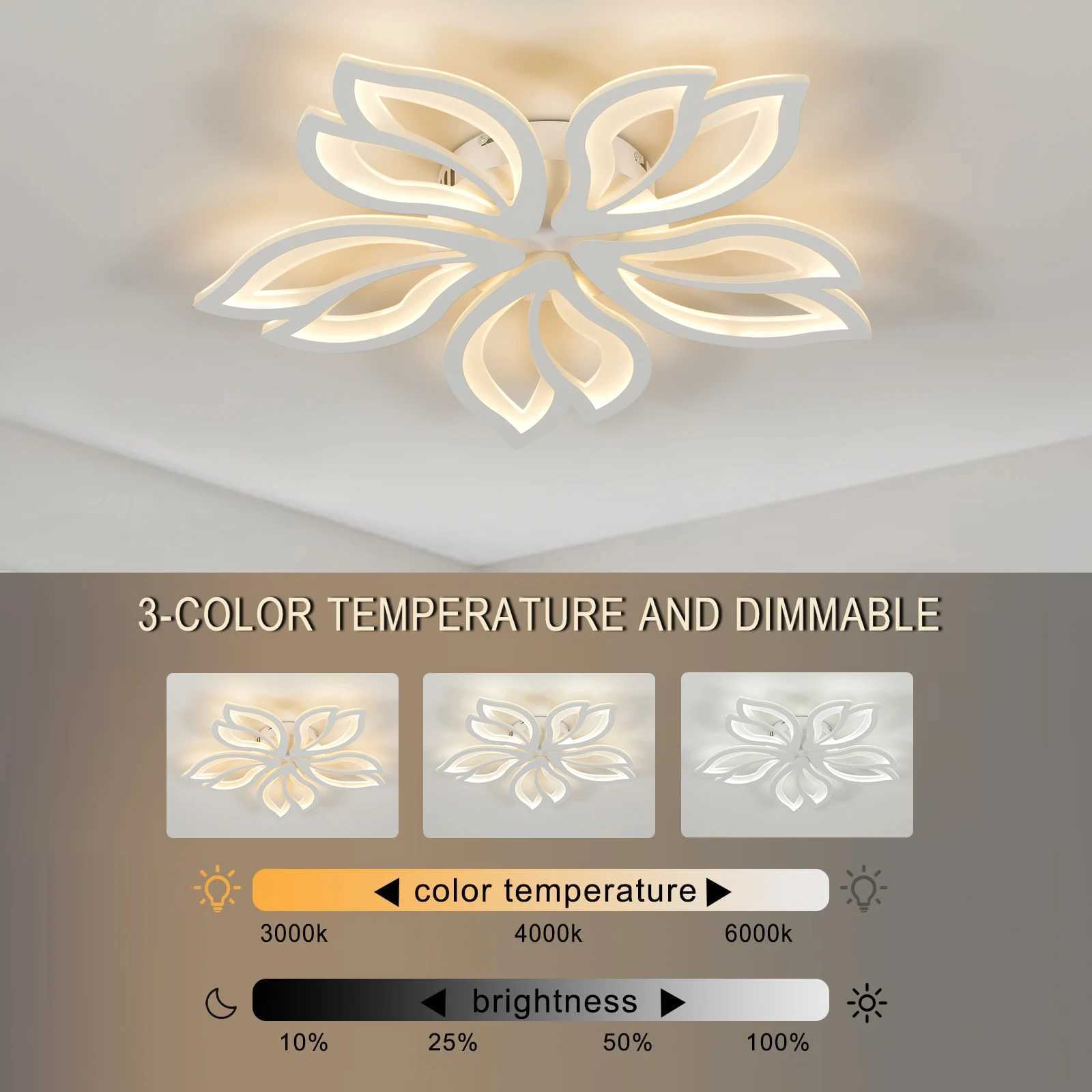 LED Ceiling Light Fixture Modern Leaves Ceiling Lamp Flush Mount Ceiling for Living Room Study Room Dining Room Bedroom XJ2500613