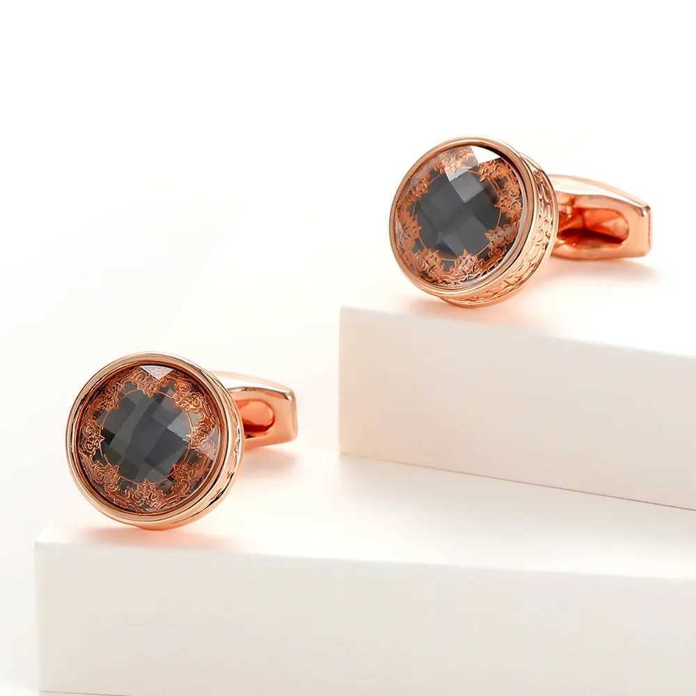 Fashion Pattern Copper Mens Cufflinks New Light Luxury Round Casual Business Dress Button Suit Shirt Jewelry AccessoriesXJ250614
