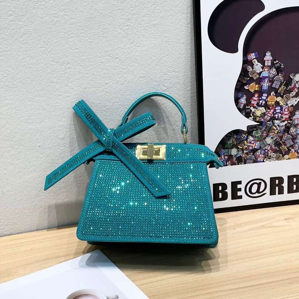 Diamond-Studded New Rhinestone Handbag Flip Cover Fashion Single Shoulder Crossbody Chain Women's Small Square Pink Bag