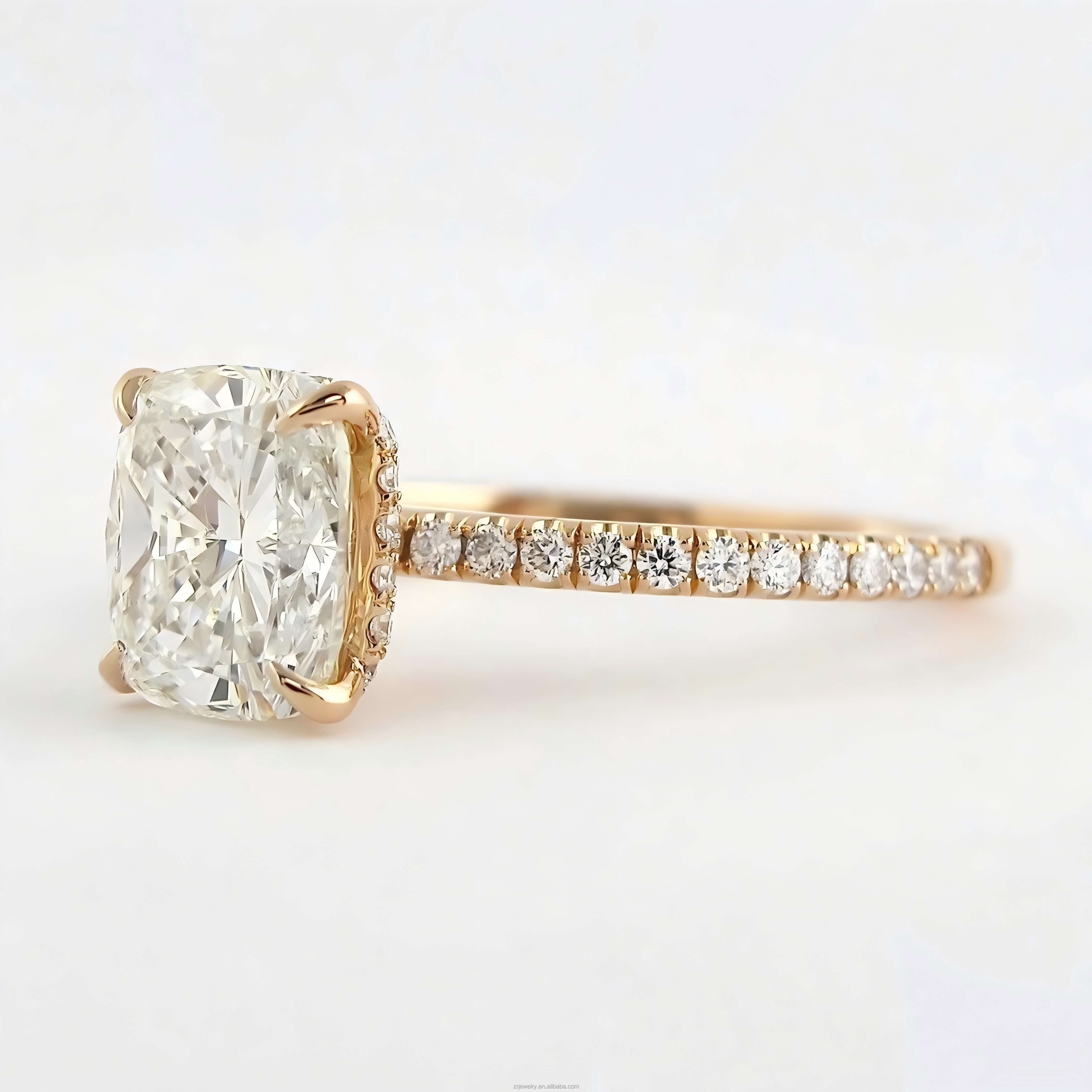 Gia Igi Certified Lab-grown Diamond Wedding Rings Cushion Cut 18k 14k Pure Gold Engagement Synthetic Diamond Ring