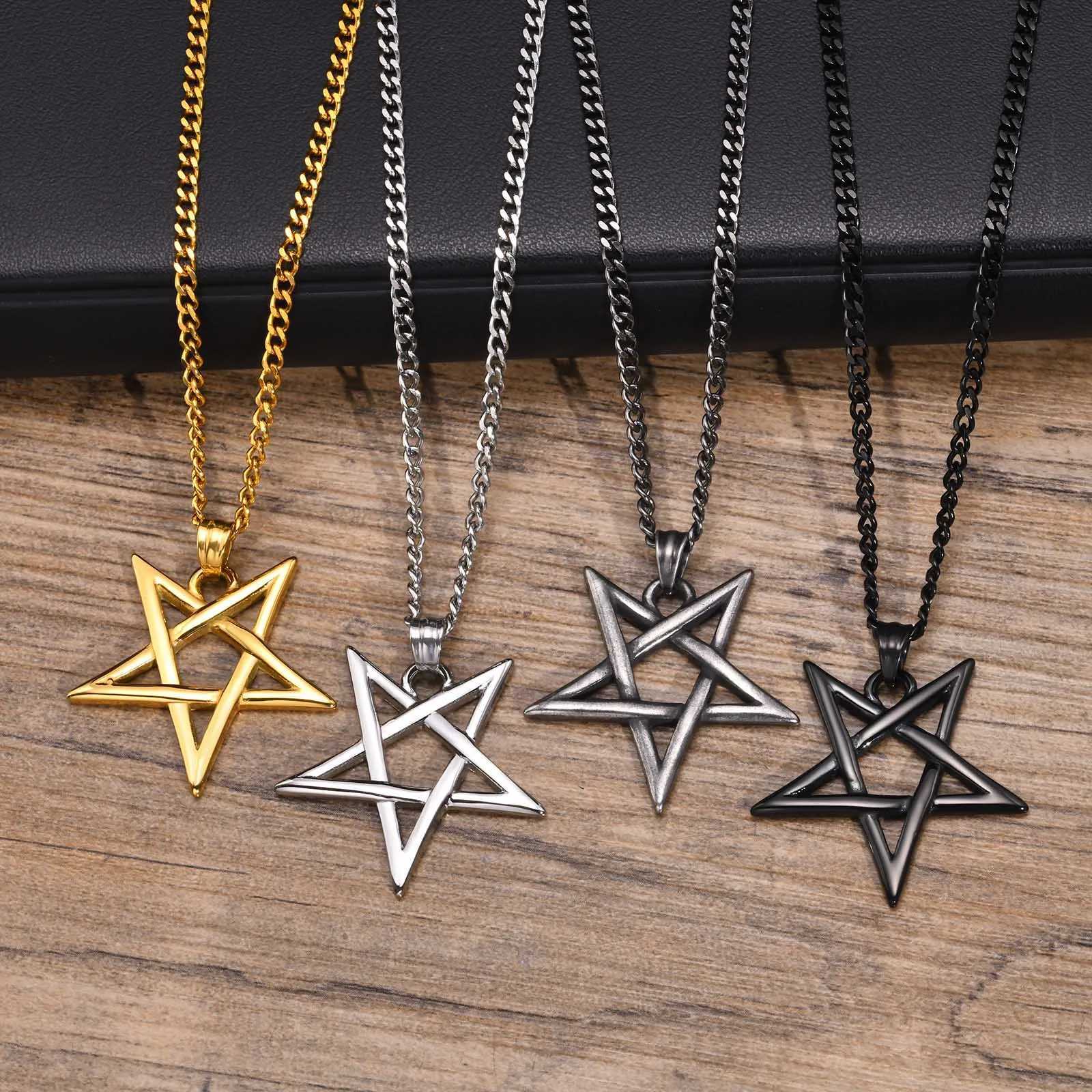 Star of David Necklaces for Men Boys Waterproof Stainless Steel Five-pointed Star Pendant Collar Retro Amulet Jewelry Gifts Z250614