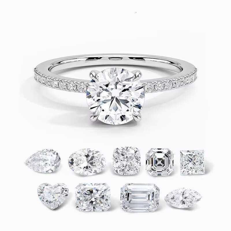 FOXI 1.25ct Round Brilliant Cut Moissanite Ring Rose Gold 925 Silver Unique 6 Prong Round Moissanite Solitaire Engagement Ring