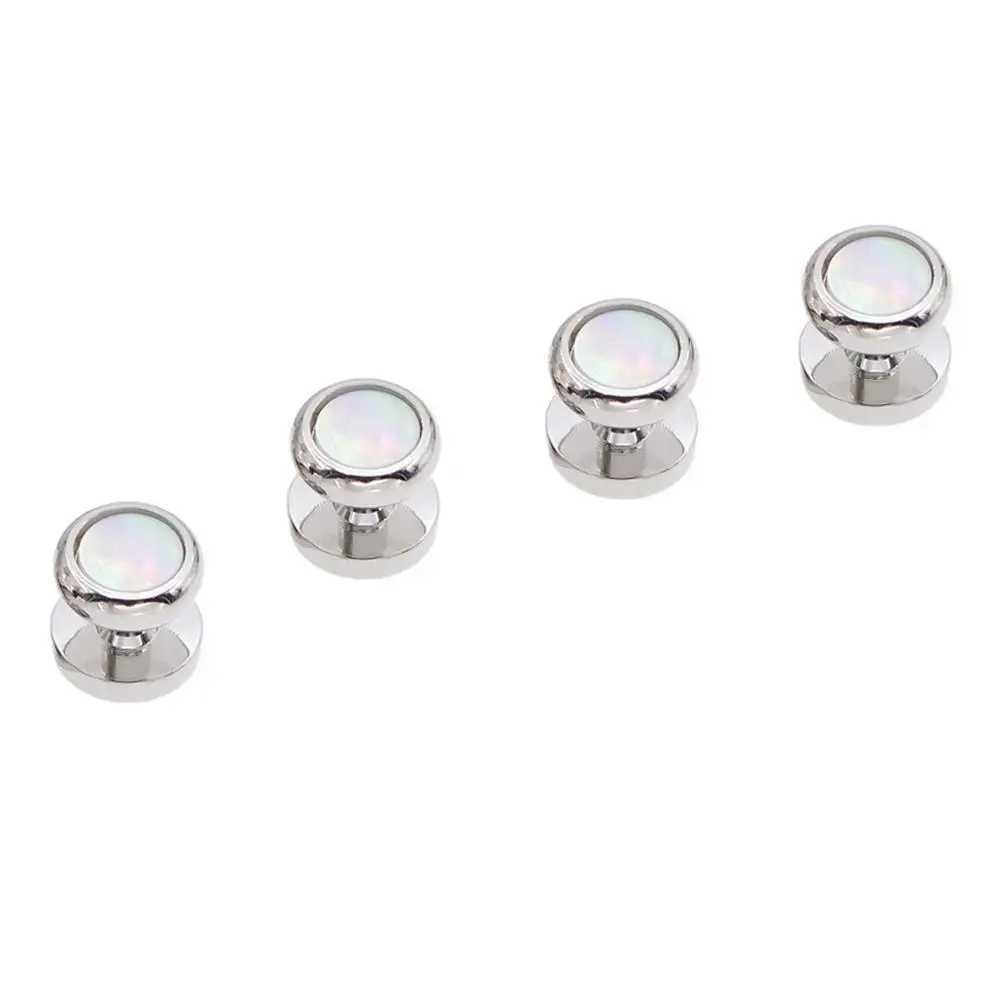 Pearl Shell + Brass Cufflinks for Mens Tuxedo Shirt Stud Cuff Links Buttons Brand Top Quality Man Wedding Jewelry gemelos Z692 XJ250614