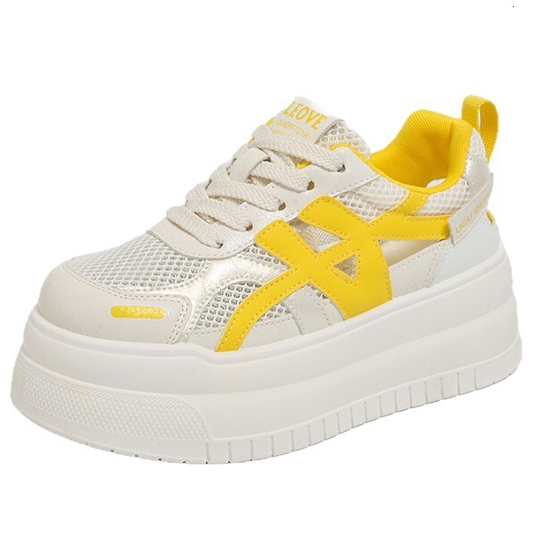 Ddmyoutdoor Platform Mesh White Sneakers For Women Summer New Hollow Breathable Dad Casual Board Soft Sole Wedge Shoes Outdoor Shoes