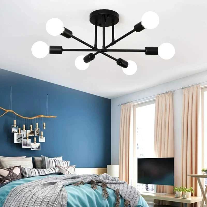 Nordic Minimalist Pendant Light Ceiling Lamp LED Chandelier Suitable for Bedrooms Living Rooms Black Gold Lighting Decoration XJ2500613