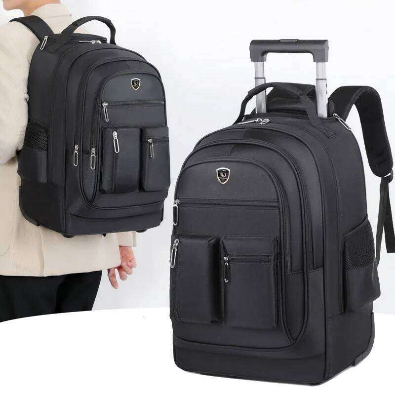 Large Capacity Mute Wheel Pull Bar Multifunction Travel Backpack Students Schoolbag Lage Bag