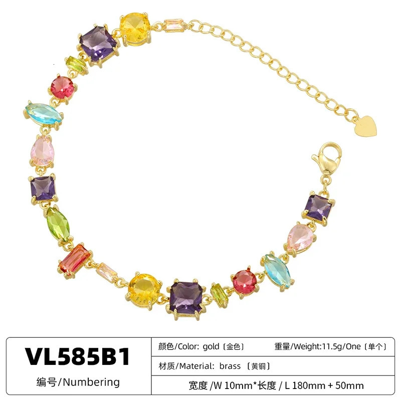 ZHUKOU 18K Golden Plated Colourful Crystals Elegant Collarbone Necklace Ladies Beaded Bracelet Ladies Jewellery VL585 VL586 250609