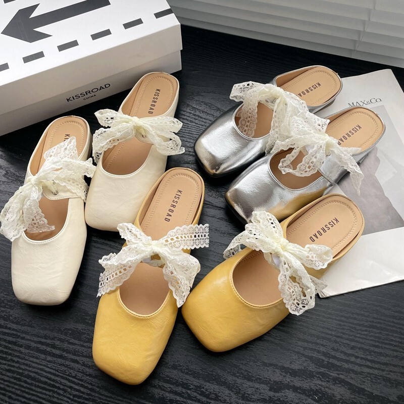 Ddmyoutdoor Ddmyoutdoor French Style Elegant Closed Toe For Women Summer New Satin Fairy Soft Sole Lazy Mules Outdoor Shoes Outdoor Shoes