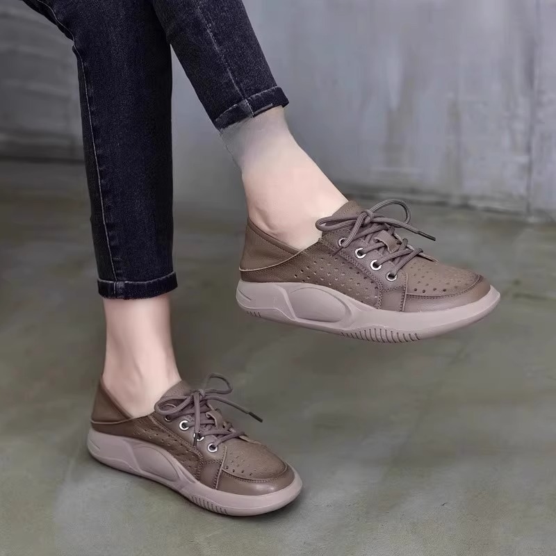 Ddmysports Openwork Sandals For Women Summer New Casual Sports Single Closed Toe Lace Up Soft Sole Platform Hole Shoes Outdoor Shoes