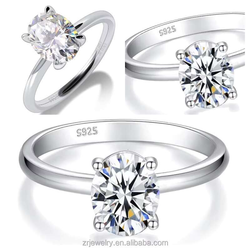Moissanite 925 Sterling Silver Gold Diamonds Oval Promise 1ct 2ct 3ct Women Engagement Moissanite Ring