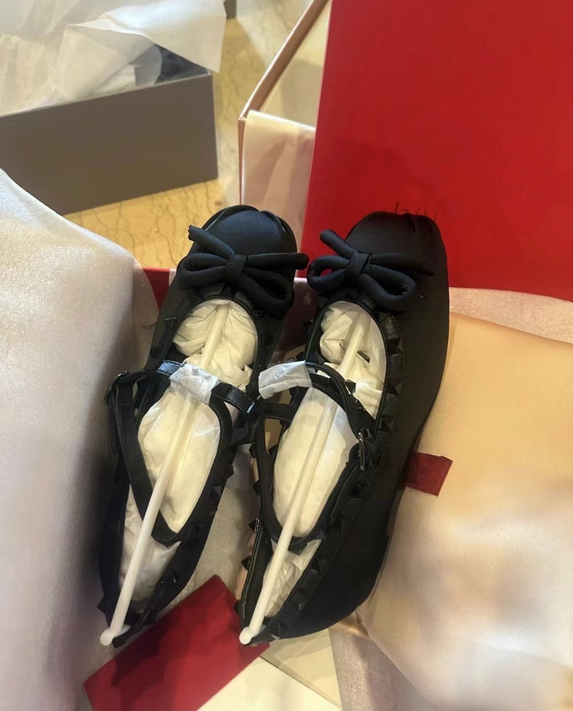 Ddmysheep Ddmysheep Pure Original V Brand Rivet Cross Strap Ballet Fairy Bow French Style Single Flat Mary Jane Princess Shoes