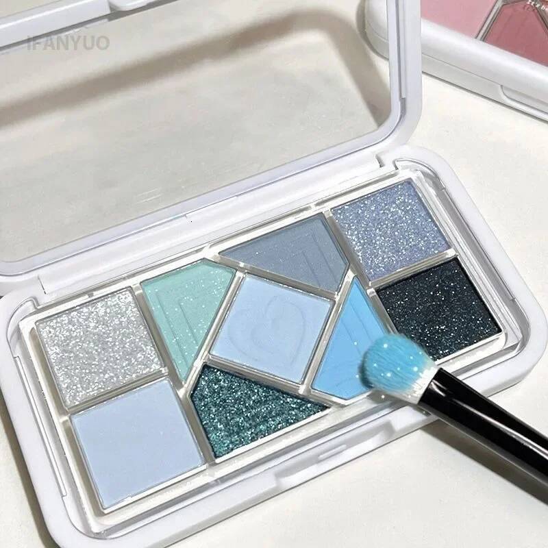 Nine-Color Eyeshadow Palette Blush Highlight Makeup Pearly Highgloss Shimmer Pink Brown Earth Color Fine Sequins Eye Shadow