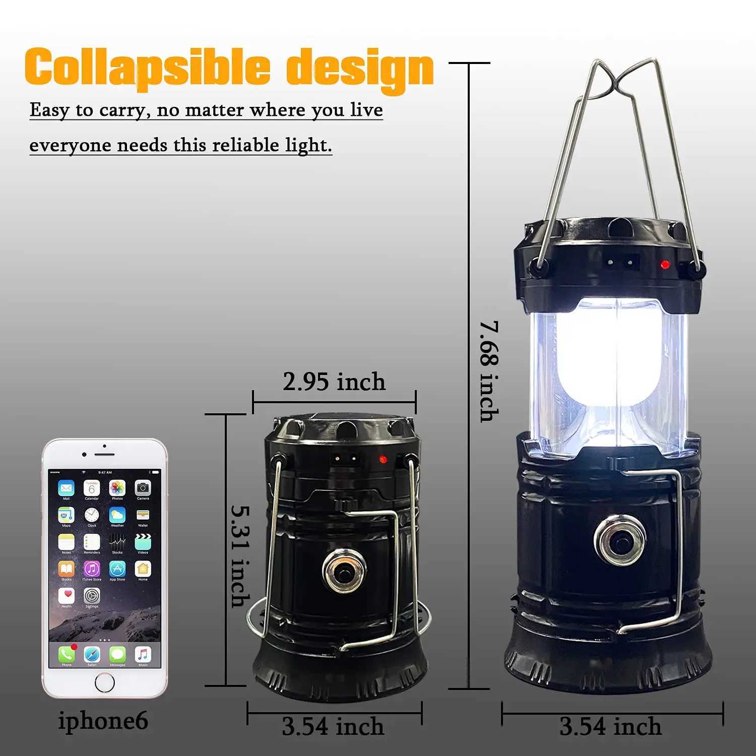 Rechargeable Mini Solar Camping Lanterns Collapsible Portable LED Camping Lantern Emergency Essentials Hiking Outdoor Flashlight W250613