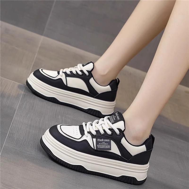 Ddmysports Women S Versatile Thick Soled Platform Spring New Casual Black Dad Sneakers White Sports Shoes Outdoor Shoes