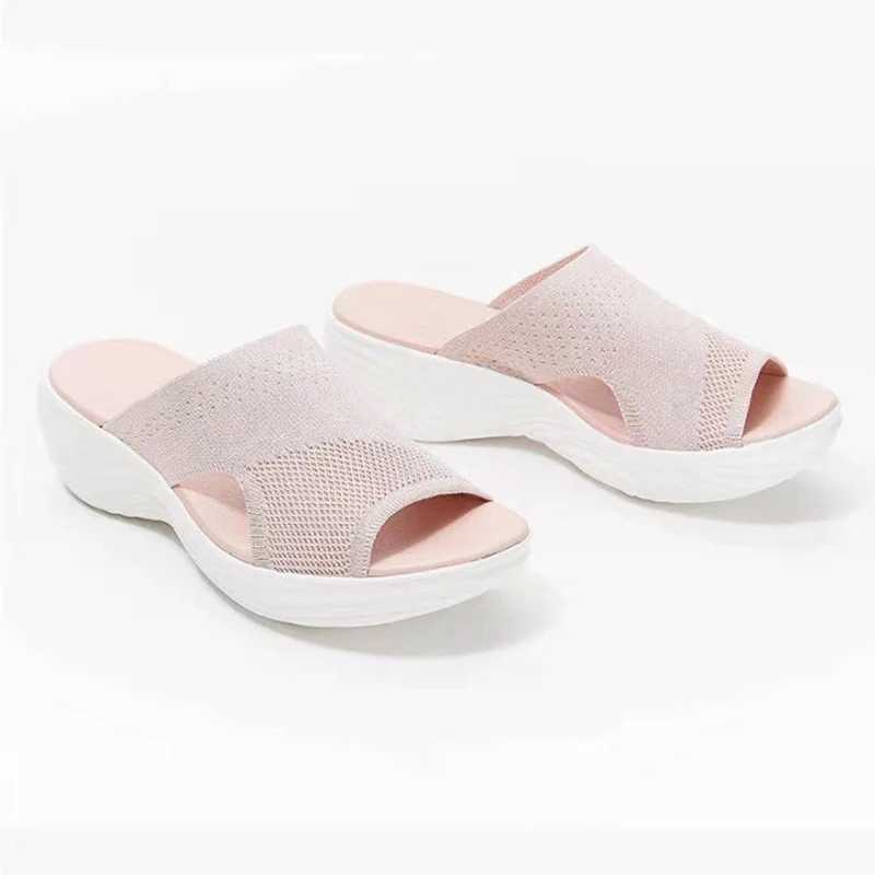 Women Sandals Elastic Force Summer Shoes With Low Heels Sandals Summer Women Slippers Lightweight Slip On Heeled Sandals Female Z250614