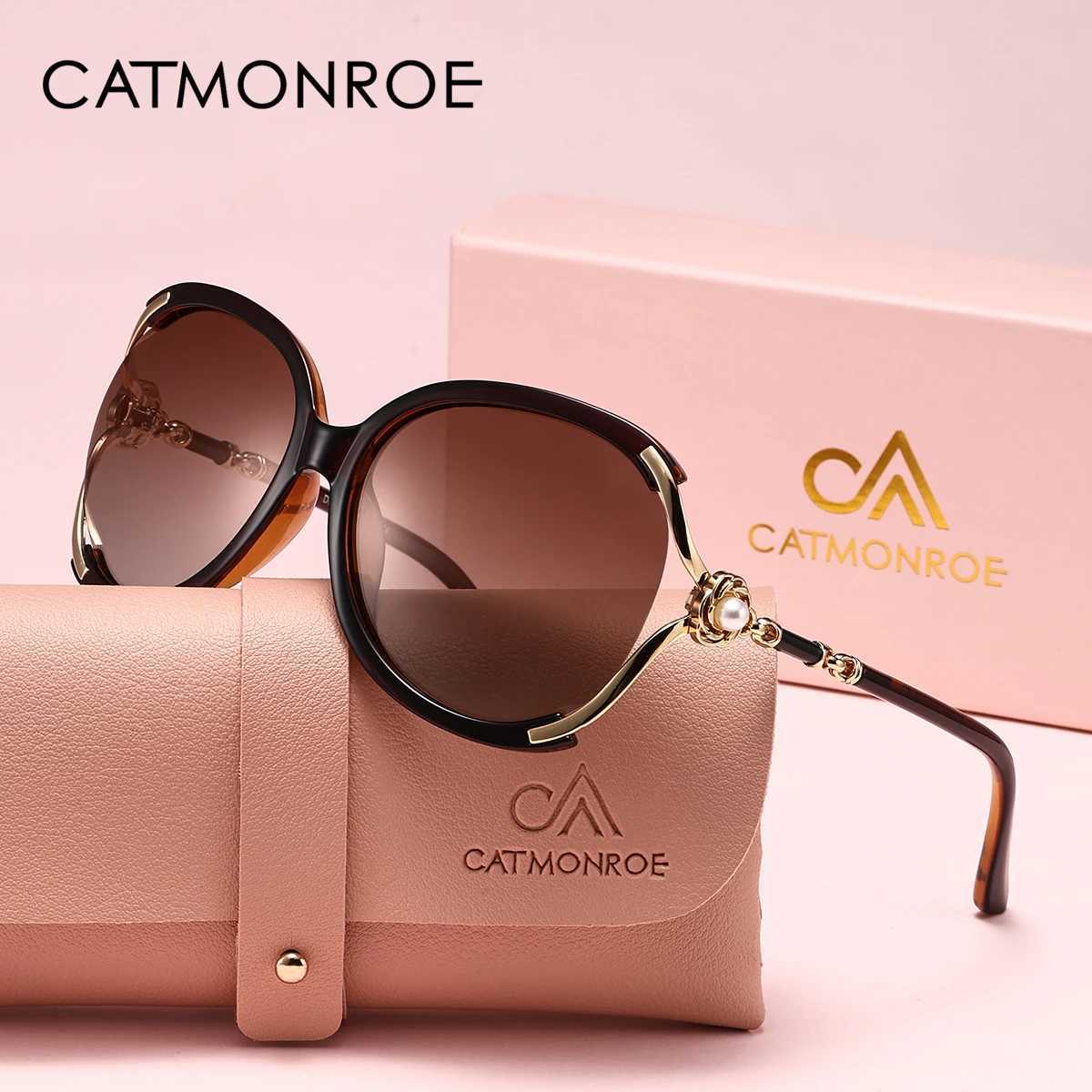 CATMONROE 1 PCS Polarized Women sunglasses Oval PC Frame Metal Hinge Decorative Flower UV400 Brand Luxury women glasses Z250614