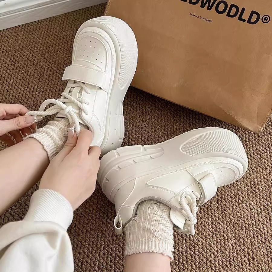 Ddmysports Platform Sole Versatile Height Increasing Thick Soled White Sneakers For Women New Spring Lightweight Sports Shoes Outdoor Shoes