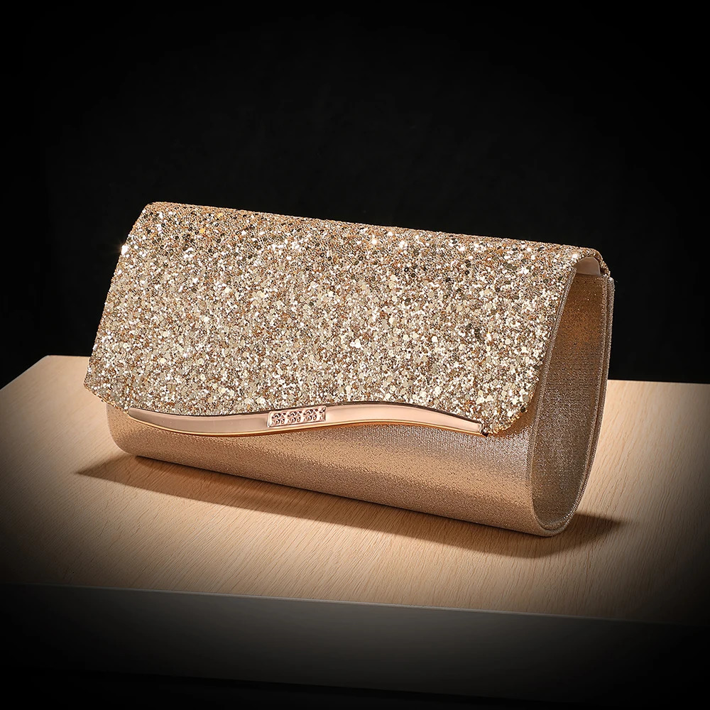 Purple Glitter Clutch Bag with Long Chain Strap Sparkling Evening Purse for Gala Dinner Red Carpet and Luxury Gatherings 250614