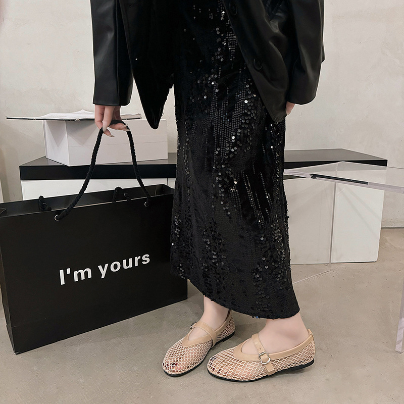 Ddmyoutdoor Ddmyoutdoor Mesh Flat Fashion Cloth For Women New Summer Outdoor Exquisite Mary Jane Ballet Breathable Fishnet Shoes Outdoor Shoes