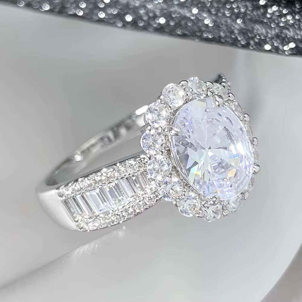 Custom 18k White Gold Womens VVS Diamond Eternal Moissanite Ring Round Shape Sterling Silver 925 Wedding Engagement Party