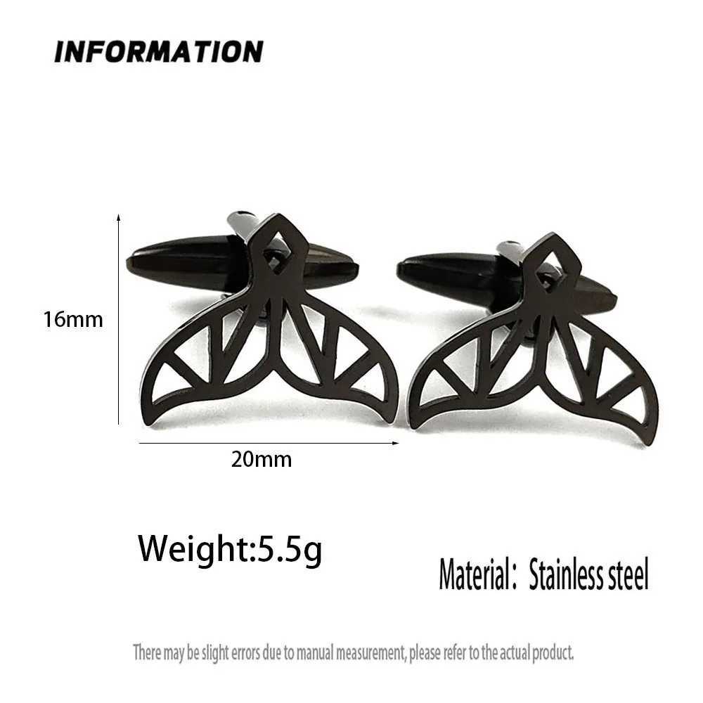 Punk style whale tail hollow stainless steel gold-plated 18K cufflinks French shirt buttons high quality waterproof jewelry XJ250614