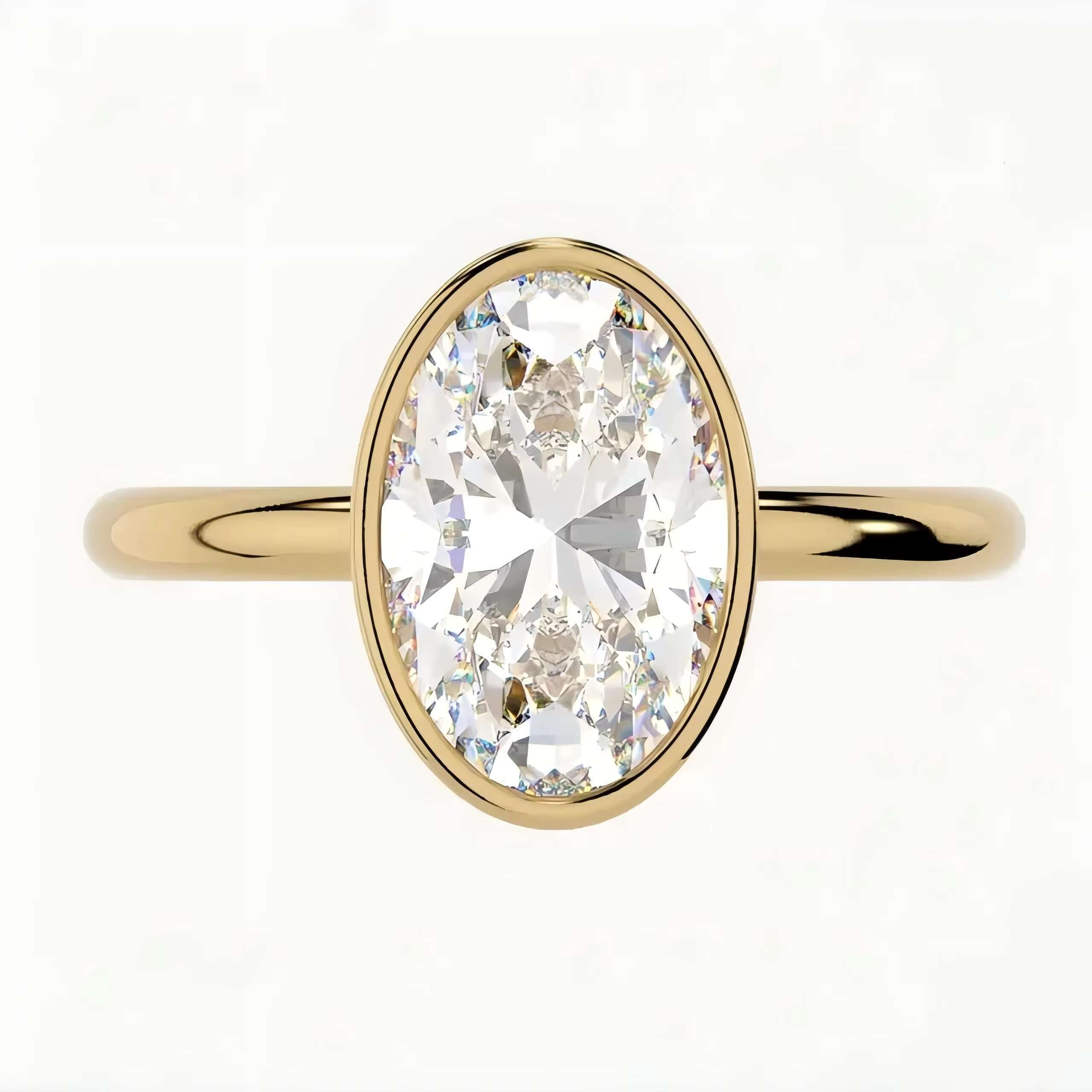 Minimal 5ct Oval Moissanite Solitaire Rings 1ct 2ct S925 Sterling Silver Gold Plated Bezel Signet Wedding Moissanite Ring