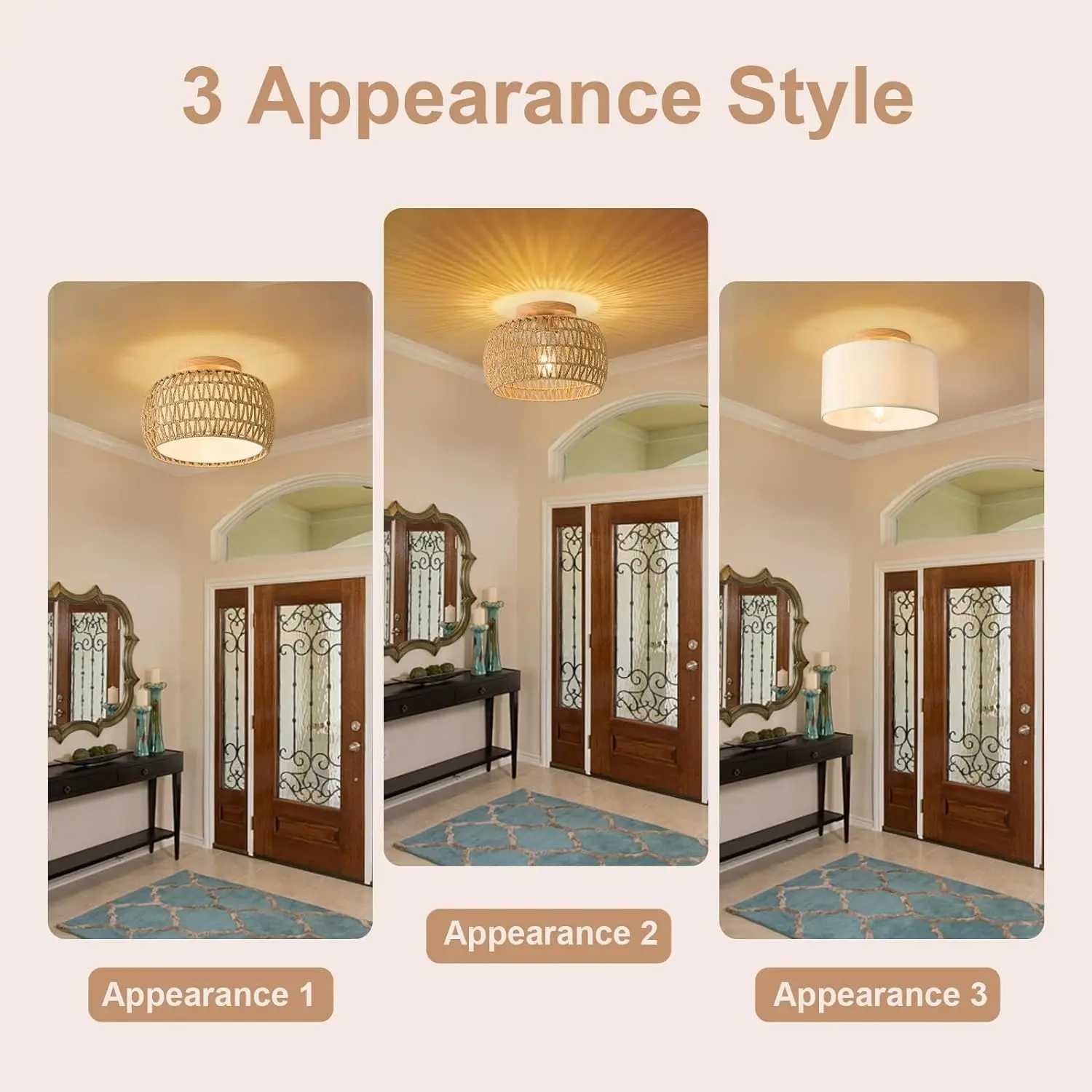 Vine embedded ceiling light rural style wicker hand-woven rope cage Used for dining room kitchen bedroom XJ2500613