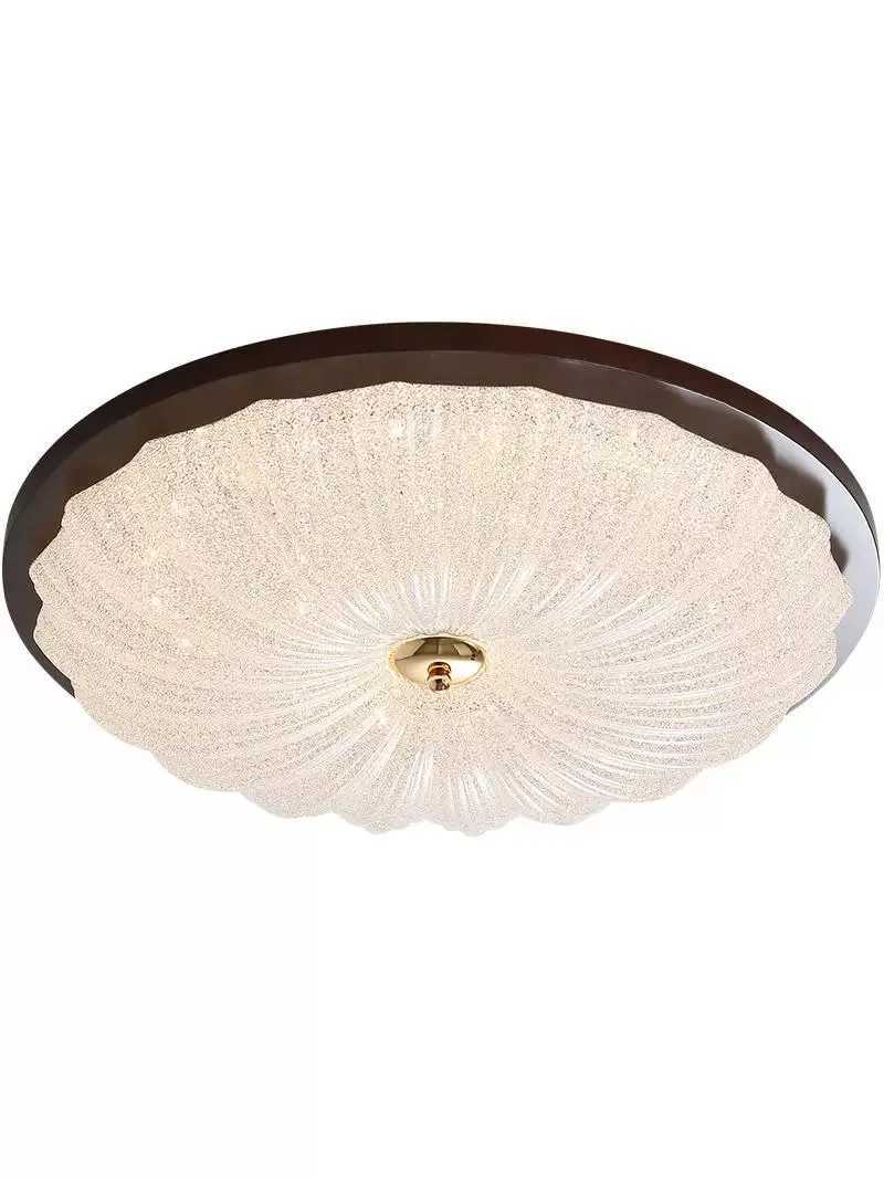 French Retro Solid Wood Bedroom Lamp Creative Shell Ceiling Lamp High-end Sense Full Spectrum Eye Protection Room Ceiling LampXJ2500613
