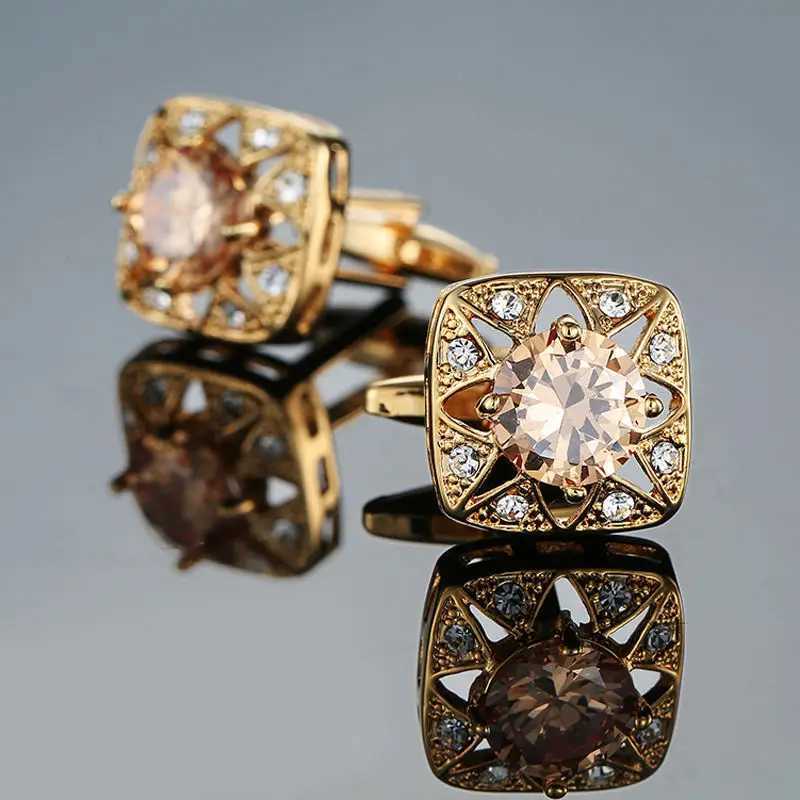 DY Yeni st dzey moda erkek gmlek Manet Dmeleri Lks Tasarm Gm Yuvarlak Mavi Kristal Manet Dmeleri XJ250614