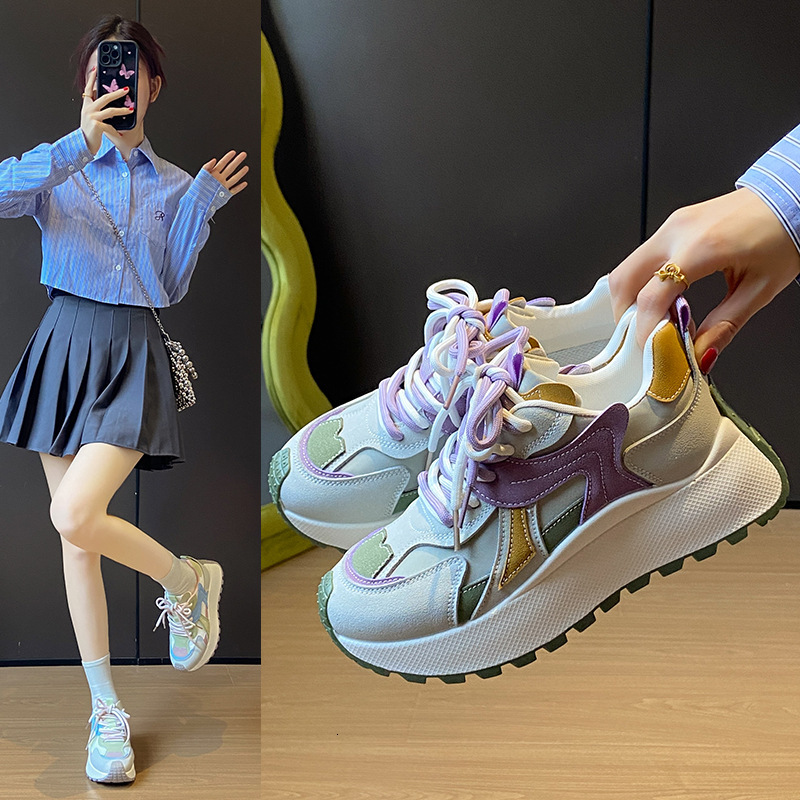 Ddmysports Ins Korean Style New Dad For Women Spring Student Sports Running Casual Shoes Thick Sole Height Increasing BN Outdoor Shoes