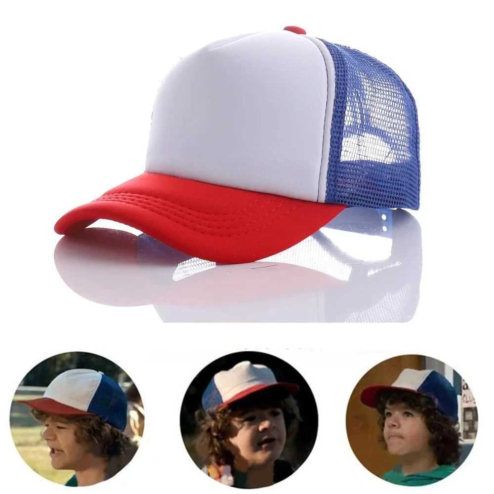 Blue Red Hat Mesh Trucker Cap Summer Dustins Baseball Hat Adjustable Size for Kids Adults W250614