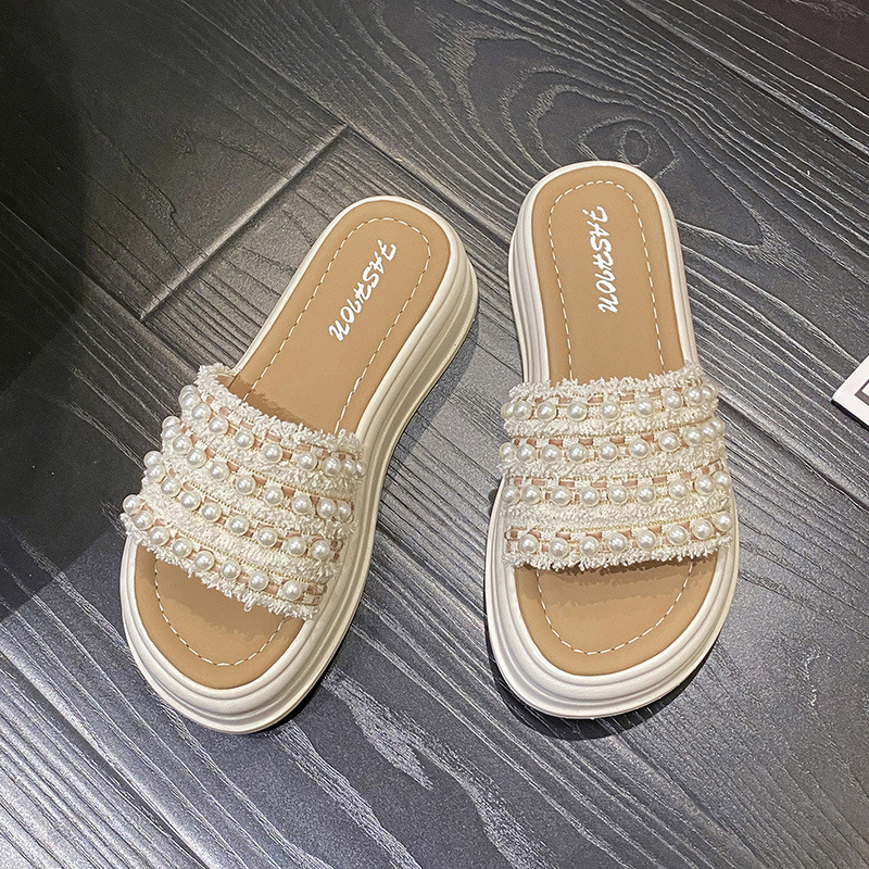 Ddmyoutdoor Women S Summer New Thick Soled Beach Sandals Fashionable Ladies Maternity Small Fragrance Style One Strap Slippers Outdoor Shoes