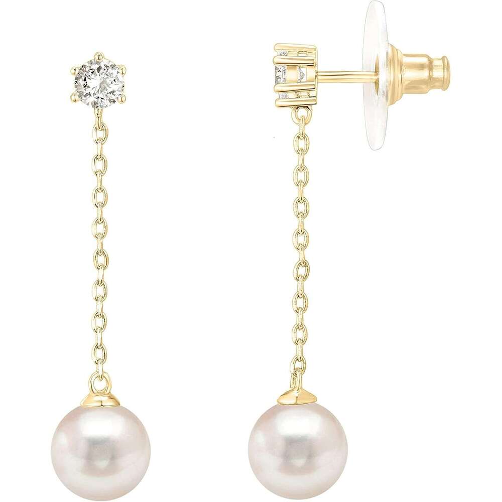 14K Gold Plated Sterling Sier Posts Shell Dangle Drop | Bridal Pearl Earrings for Women