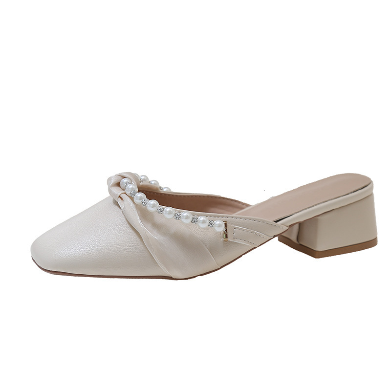 Ddmyoutdoor Spring New Square Toe Slip On Flat Shoes Soft Sole Closed Half Summer Outdoor Slippers For Women Outdoor Shoes