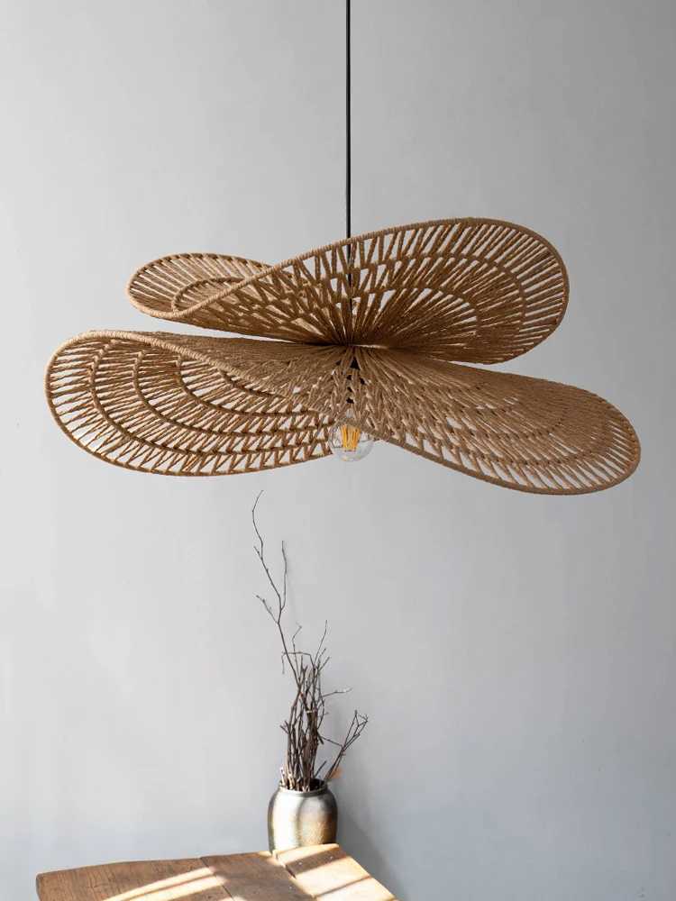 Wabi Sabi Pendant Light Retro handmade rattan lamp Creative Hemp Rope woven lightshade dining room lighting Loft farmhouse light XJ2500613
